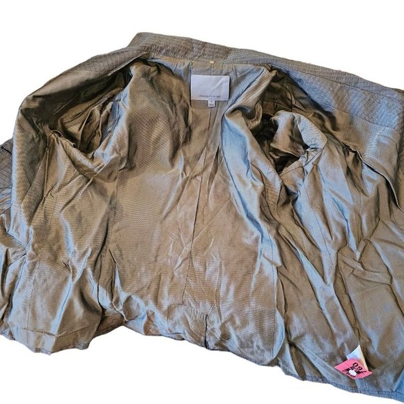 Classiques Entier Medium Gray Textured‎ Stripe Blazer Big Buttons 3/4 Sleeve - Picture 7 of 11